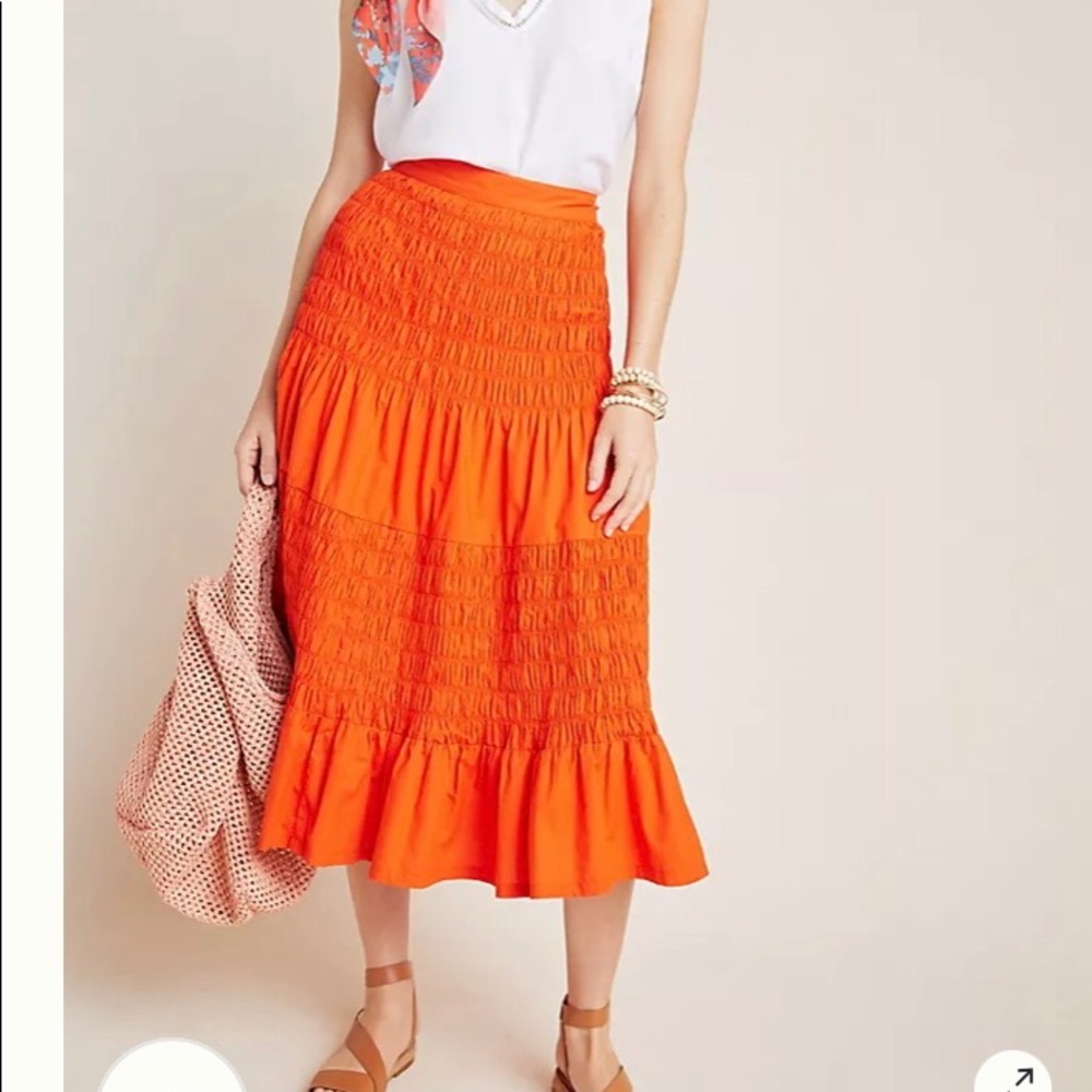 New “Maeve” Anthropologie orange midi skirt